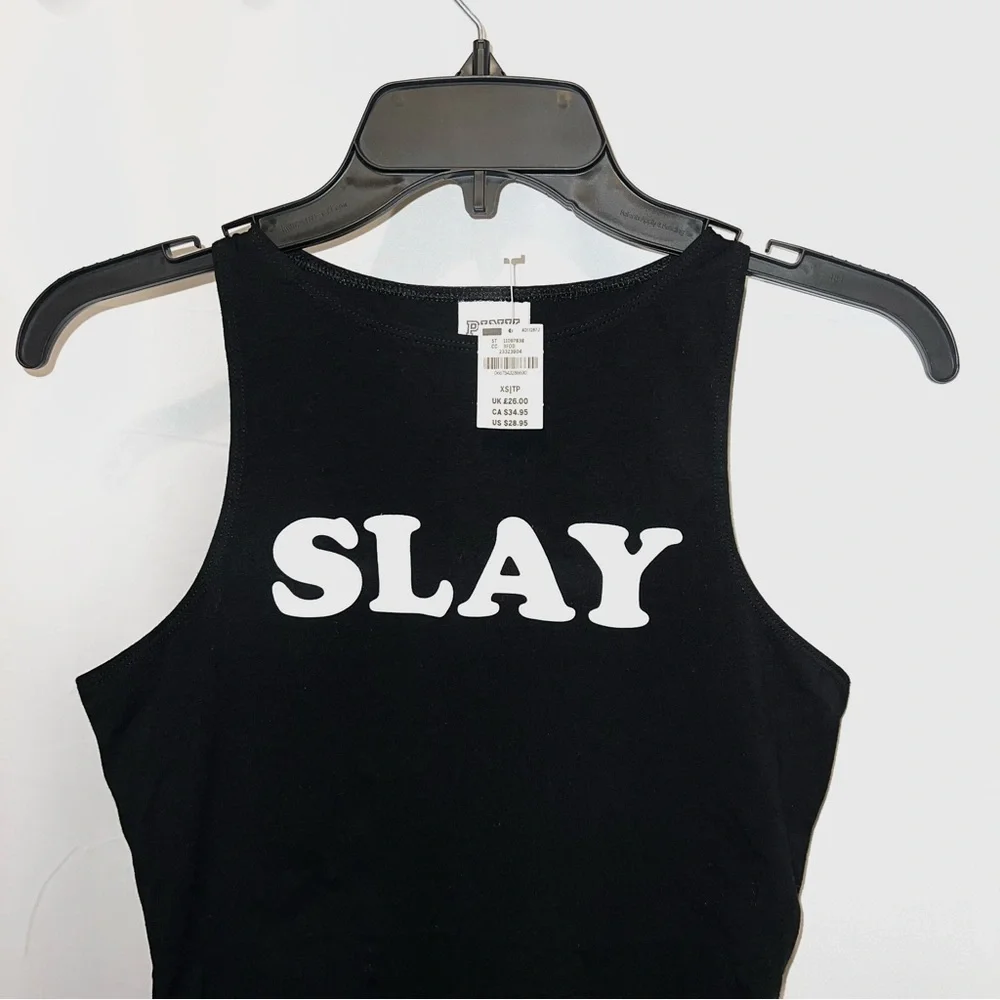 Victoria's Secret PINK Black & White Slay High Neck Sleeveless Bodysuit (XS) - Picture 3 of 8